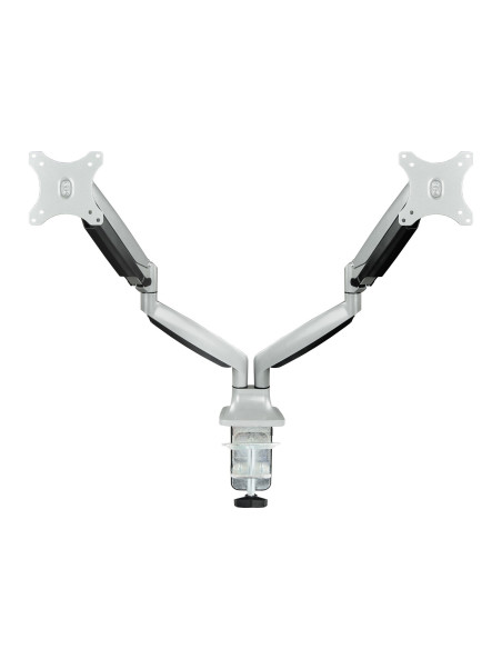 TooQ Soporte de Mesa Giratorio e Inclinable para 2 Pantallas (Monitor   TV Plasma   LCD   LED) 13” – 32”, de Dos Brazos, Plata