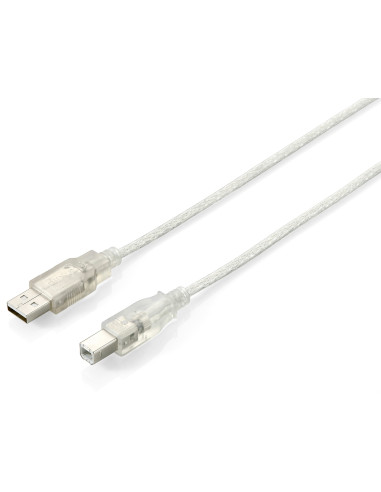 Equip 128650 Cable USB 2.0 Tipo A a Tipo B, 1,8 m , Plata transparente