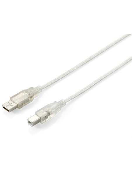 Equip 128650 Cable USB 2.0 Tipo A a Tipo B, 1,8 m , Plata transparente
