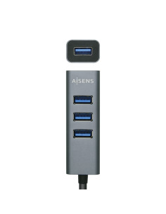 AISENS Hub USB3.0 Aluminio, Tipo A M - 4x Tipo A H, Negro, 10 cm 2