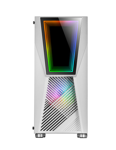 Mars Gaming MC777W, Caja PC Gaming, Infinity Mirror ARGB, Cristal Templado, 2xVentilador Chroma ARGB, Blanco