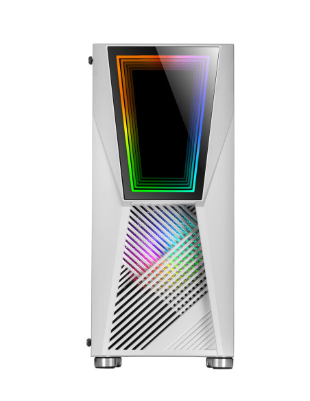 Mars Gaming MC777W, Caja PC Gaming, Infinity Mirror ARGB, Cristal Templado, 2xVentilador Chroma ARGB, Blanco