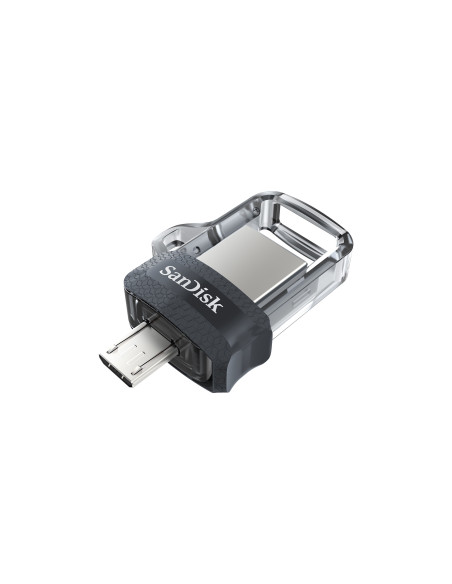SanDisk Ultra Dual m3.0 unidad flash USB 128 GB USB Type-A   Micro-USB 3.2 Gen 1 (3.1 Gen 1) Negro, Plata, Transparente