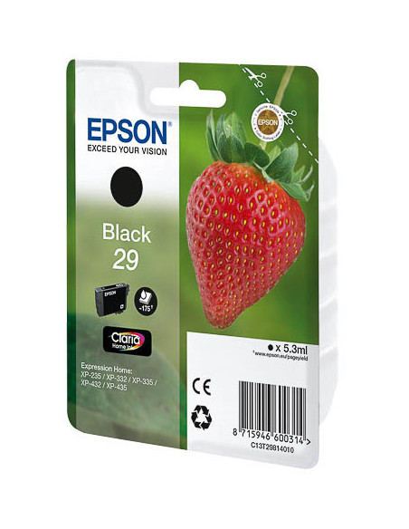 Epson Strawberry 29 K cartucho de tinta 1 pieza(s) Original Rendimiento estándar Negro