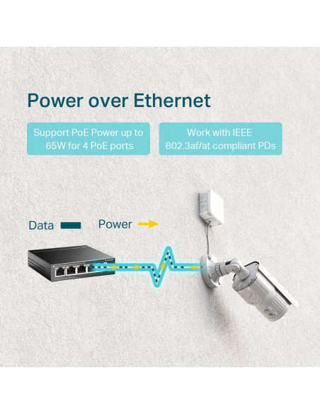 TP-Link TL-SG1005P switch No administrado Gigabit Ethernet (10 100 1000) Energía sobre Ethernet (PoE) Negro