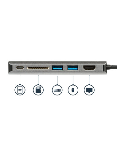 StarTech.com Docking Station para Ordenadores Portátiles USB-C - Replicador de Puertos USB Tipo C HDMI Red Ethernet Lector SD -