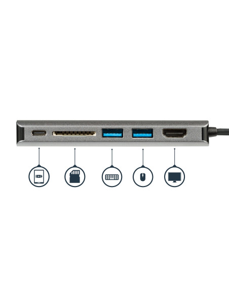 StarTech.com Docking Station para Ordenadores Portátiles USB-C - Replicador de Puertos USB Tipo C HDMI Red Ethernet Lector SD -