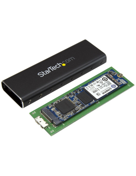 StarTech.com Caja USB 3.0 (5Gbps) a SSD M.2 de Aluminio con UASP - Negro - SATA NGFF M.2 con B Key y B+M Key - Caja Portátil