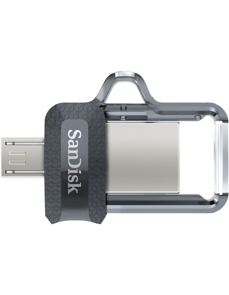 SanDisk Ultra Dual m3.0 unidad flash USB 64 GB USB Type-A   Micro-USB 3.2 Gen 1 (3.1 Gen 1) Negro, Plata, Transparente