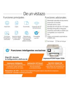 HP ENVY Inspire 7920e Inalámbrico All-in-One Color Impresora, Instant Ink; Fotocopiadora, escáner