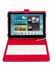 SilverHT Funda con teclado para tablets de 9 a 10'1 pulgadas Rojo y Blanco 2