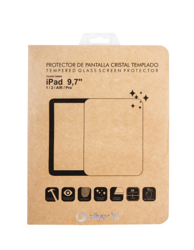 SilverHT Protector de pantalla de cristal templado para Apple iPad Air 1 y 2