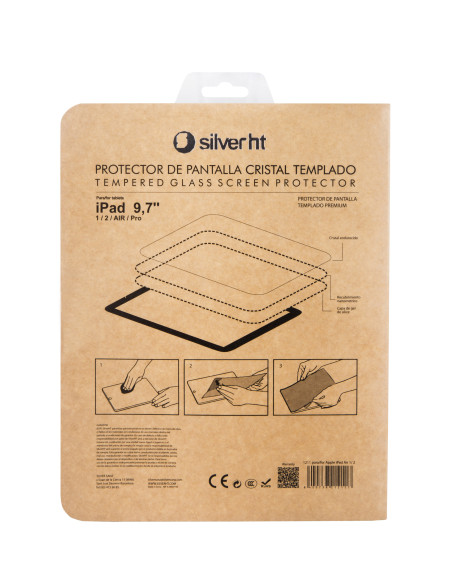 SilverHT Protector de pantalla de cristal templado para Apple iPad Air 1 y 2