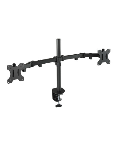 TooQ Soporte de Mesa Giratorio e Inclinable para 2 Pantallas (Monitor   TV Plasma   LCD   LED) 13” – 32”, de Dos Brazos, Negro