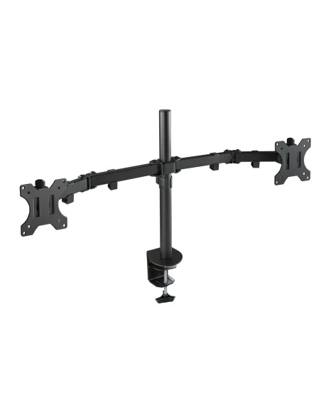 TooQ Soporte de Mesa Giratorio e Inclinable para 2 Pantallas (Monitor   TV Plasma   LCD   LED) 13” – 32”, de Dos Brazos, Negro