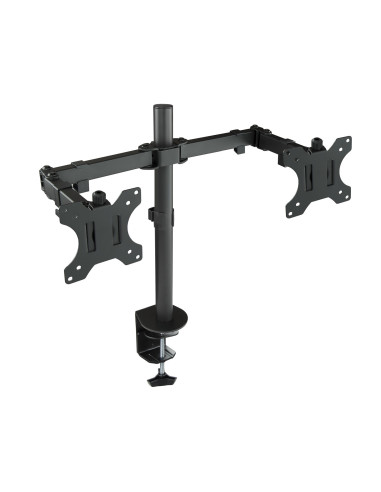 TooQ Soporte de Mesa Giratorio e Inclinable para 2 Pantallas (Monitor   TV Plasma   LCD   LED) 13” – 32”, de Dos Brazos, Negro