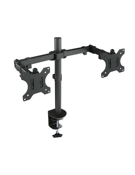 TooQ Soporte de Mesa Giratorio e Inclinable para 2 Pantallas (Monitor   TV Plasma   LCD   LED) 13” – 32”, de Dos Brazos, Negro