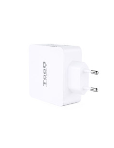 TooQ Cargador de Pared doble puerto USB-C PD + USB A QC3.0, 48W 2
