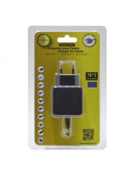 Kloner KT-LE34 cargador de dispositivo móvil Tableta Negro Corriente alterna Interior