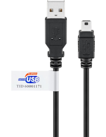 Goobay 93903 cable USB USB 2.0 3 m Mini-USB B USB A Negro