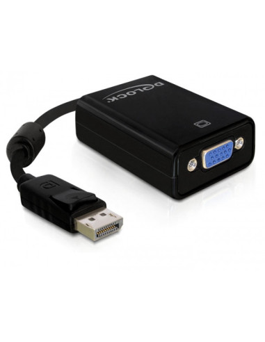DeLOCK 61848 adaptador de cable de vídeo 0,125 m VGA (D-Sub) DisplayPort Negro