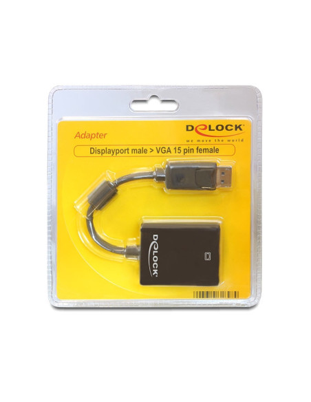 DeLOCK 61848 adaptador de cable de vídeo 0,125 m VGA (D-Sub) DisplayPort Negro