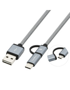 CoolBox COO-CAB-U2MC-GR cable USB USB 2.0 1 m USB A USB C Micro-USB B Gris