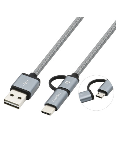 CoolBox COO-CAB-U2MC-GR cable USB USB 2.0 1 m USB A USB C Micro-USB B Gris