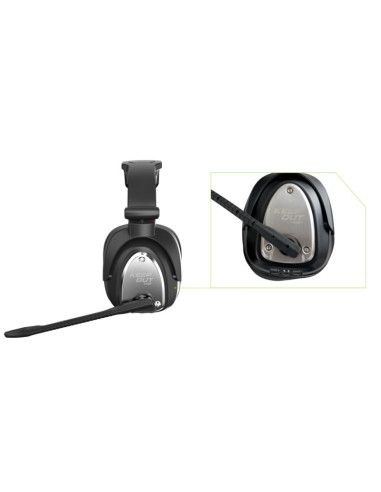 KeepOut HXAIR auricular y casco Auriculares Inalámbrico Diadema Juego Negro, Plata