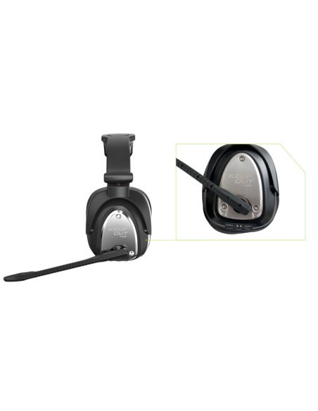 KeepOut HXAIR auricular y casco Auriculares Inalámbrico Diadema Juego Negro, Plata