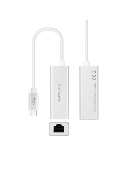 Nanocable Conversor USB-C A Ethernet Gigabit 10 100 1000 Mbps. 15cm