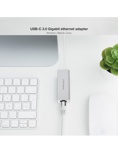 Nanocable Conversor USB-C A Ethernet Gigabit 10 100 1000 Mbps. 15cm