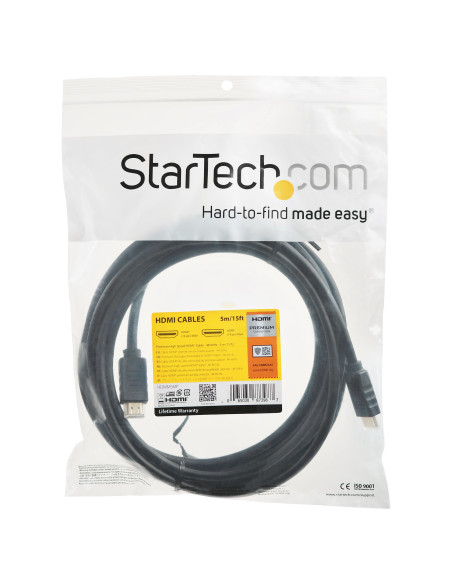StarTech.com Cable de 5m HDMI 2.0 Certificado Premium con Ethernet - HDMI de Alta Velocidad Ultra HD de 4K a 60Hz HDR10 - para