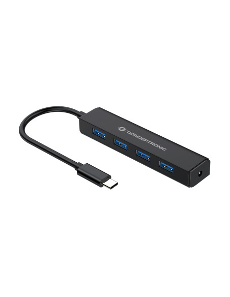 Conceptronic CTC4USB3 hub de interfaz USB 3.2 Gen 1 (3.1 Gen 1) Type-C 5000 Mbit s Negro