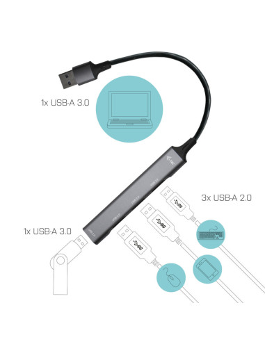 i-tec Metal USB 3.0 HUB 1x USB 3.0 + 3x USB 2.0