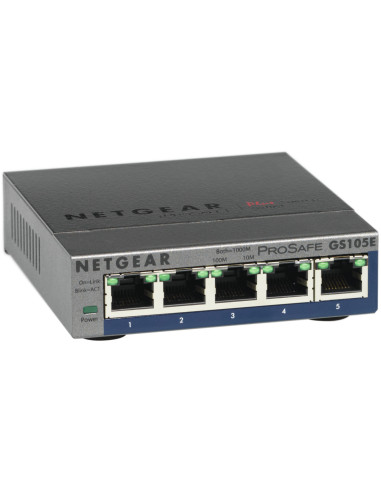 NETGEAR GS105E-200PES switch Gestionado L2 L3 Gigabit Ethernet (10 100 1000) Gris