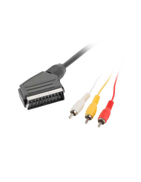Lanberg CA-EURC-10CC-0018-BK cable EUROCONECTOR 1,8 m SCART (21-pin) 3 x RCA Negro