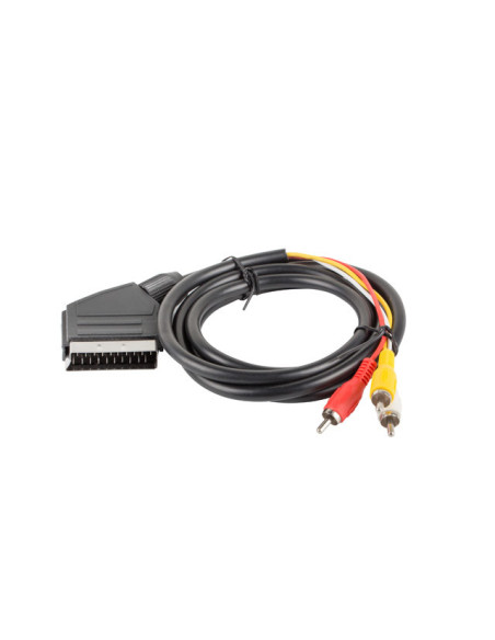 Lanberg CA-EURC-10CC-0018-BK cable EUROCONECTOR 1,8 m SCART (21-pin) 3 x RCA Negro