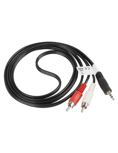 Lanberg CA-MJRC-10CC-0015-BK cable de audio 1,5 m 3,5mm 2 x RCA Negro
