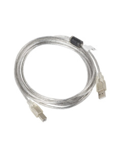 Lanberg CA-USBA-12CC-0030-TR cable USB USB 2.0 3 m USB B Transparente 2