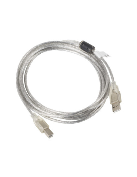 Lanberg CA-USBA-12CC-0030-TR cable USB USB 2.0 3 m USB B Transparente