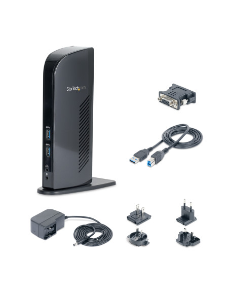 StarTech.com Docking Station USB 3.0 de 2 Monitores para Portátil - HDMI y DVI VGA - Hub Ladrón 6x USB-A - GbE - Audio -