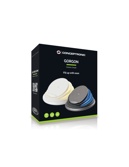 Conceptronic GORGON02G cargador de dispositivo móvil Universal Gris USB Cargador inalámbrico Carga rápida Interior