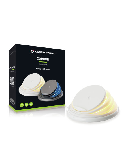 Conceptronic GORGON02W cargador de dispositivo móvil Universal Blanco USB Cargador inalámbrico Carga rápida Interior