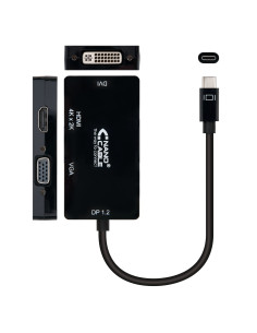 Nanocable Conversor USB-C a VGA   DVI   HВЬШ, 3 En 1. USB-C M-VGA H-DVI H-HDMI H 4K, Negro, 10 cm 2