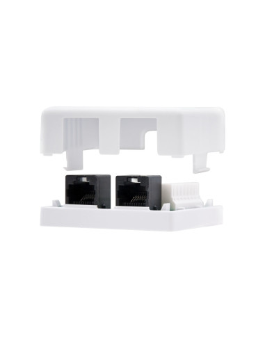 Nanocable ROSETA DE SUPERFICIE PARA RJ45 CAT.6 2 TOMAS, BLANCO