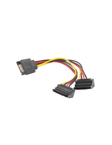 Lanberg CA-SASA-10CU-0015 cable de SATA 0,15 m SATA de 15 pines 2 x SATA de 15 pines Negro, Rojo, Amarillo