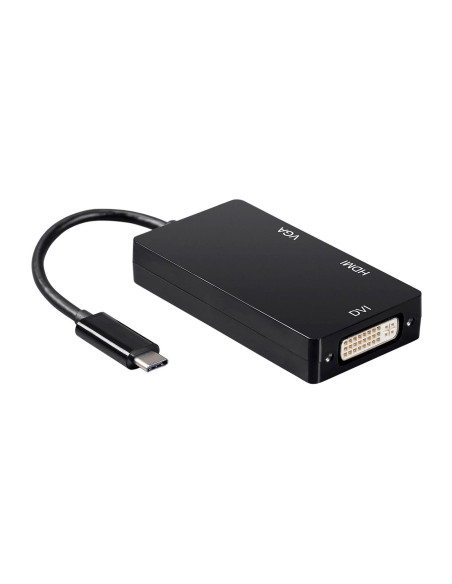 AISENS Conversor USB-C A DVI HDMI VGA, USB-C M-DVI H-HDMI H-VGA H, Negro, 15cm