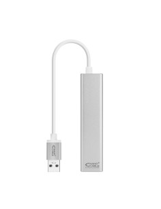 Nanocable Conversor USB 3.0 a Ethernet Gigabit + 3xUSB 3.0, Plata, 15 cm