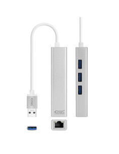 Nanocable Conversor USB 3.0 a Ethernet Gigabit + 3xUSB 3.0, Plata, 15 cm 2